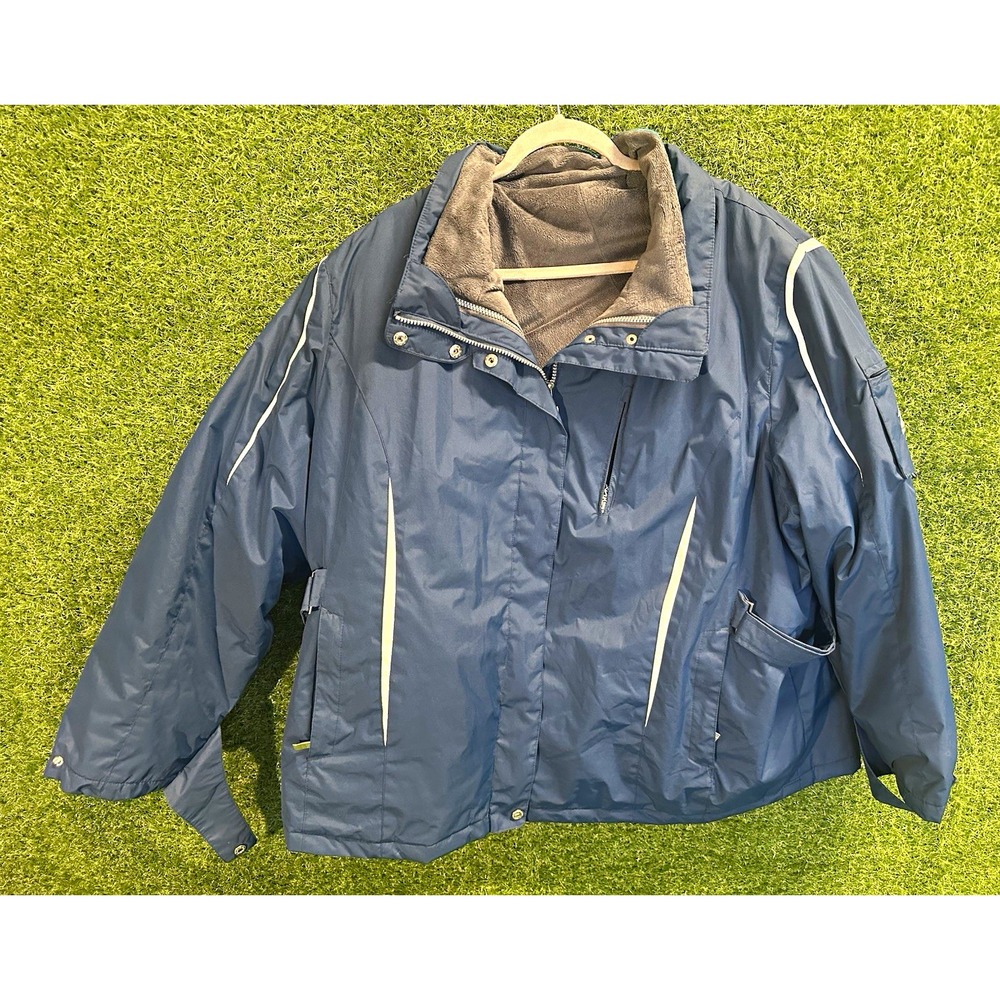 ZeroXposur Women's Blue Hooded Full Zip Snap Jacket Size 3X Plus